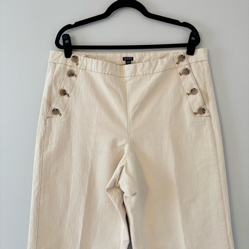High-Rise Wide-Leg Sailor Pants - Herringbone Cream - Picture 3 of 12